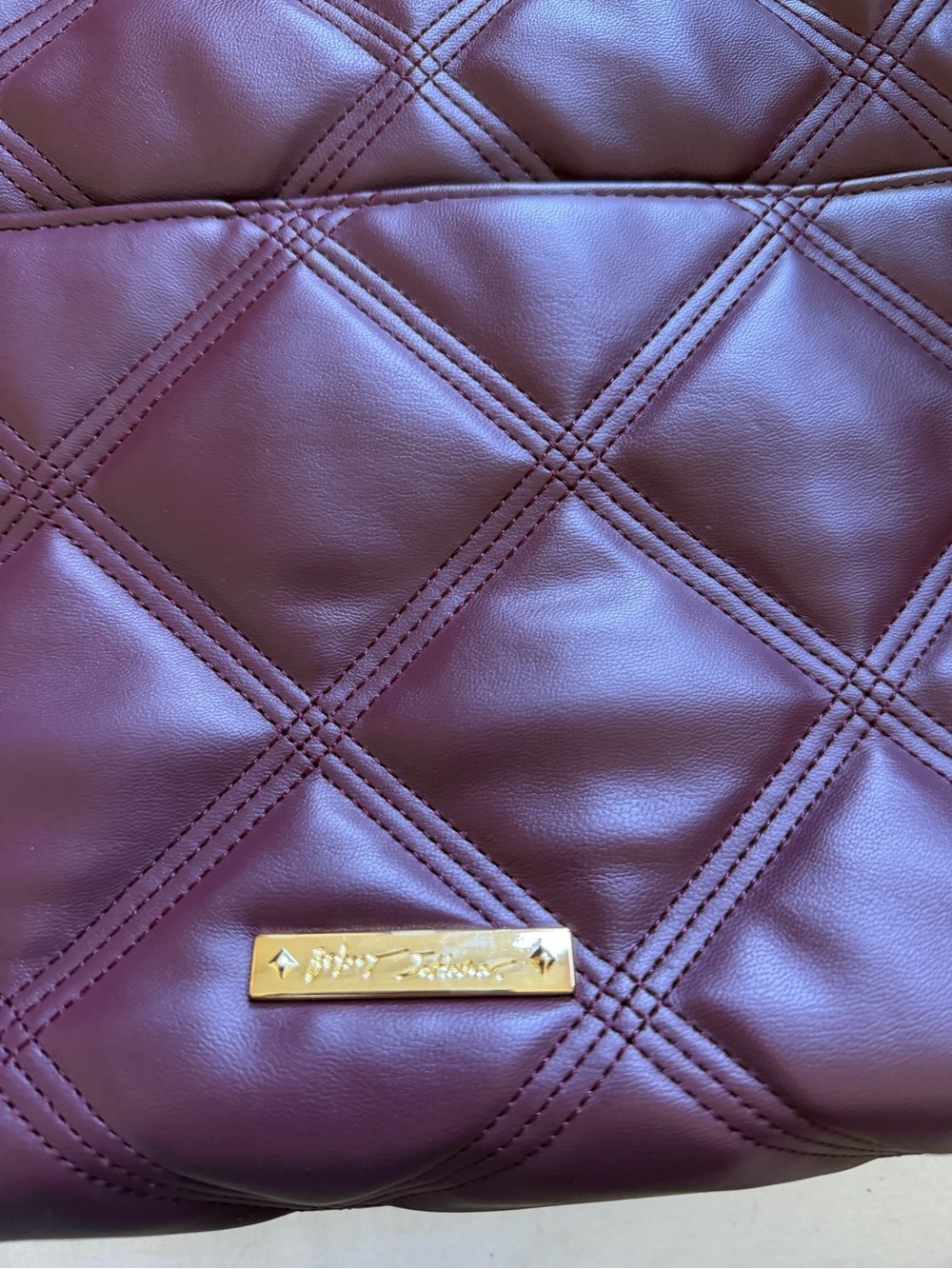 Betsey Johnson Oxblood Quilted Chain Shoulder Bag Oversized Puffer Purse - Picture 5 of 8